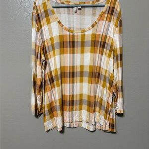 Cato Multi Brown, Cream and other colors Plaid Long Sleeve Top size XL